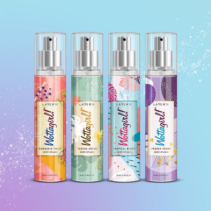 Layer'r Wottagirl Wood Body Splash Spray For Women (25ML) Pack of 4